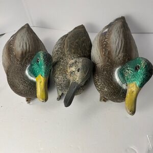 Vintage Carry-Lite Duck Decoys Set of 3 Mallard Drake and Hen Made in Italy